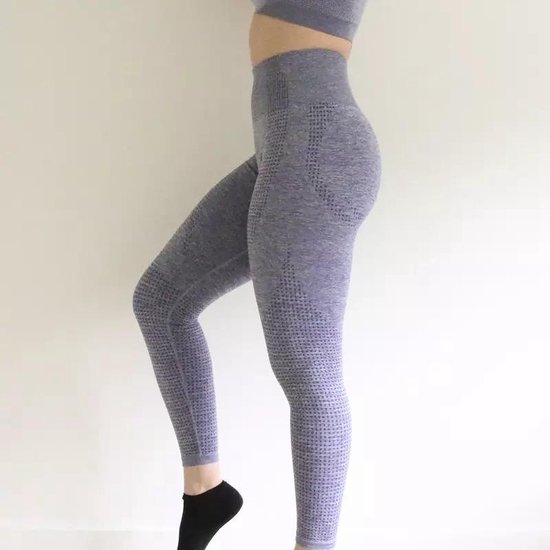 LOUZIR Fitness/Yoga legging - Fitness legging - sport legging Stretch - squat proof - grijs - Naadloos - Maat S van LOUZIR