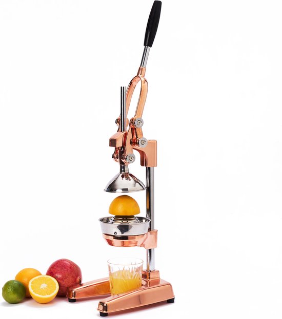 Lumaland citruspers Premium-Edition Rosegold | Hoogwaardige, zeer stille, handbediende citruspers | Stijlvolle handpers, onderhoudsvrij & krachtig voor veel meer sap | Gietijzer