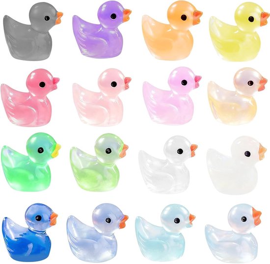 Luminous Mini Resin Duck Fridge Magnet Set van 20 Stuks, Kleurige en Sterke Magneten voor Koelkastdecoratie, Leuke Accessoires voor Thuis en Lockers