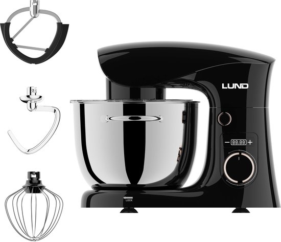 LUND 67813 Planetaire Keukenmachine met Timer - 1500W - 5L RVS Kom - Luxe Design met LED-Display van Lund