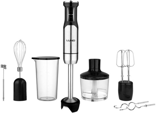 Lund 6w1 - Handblender - 1000W - RVS - 12 Snelheden van Merkloos