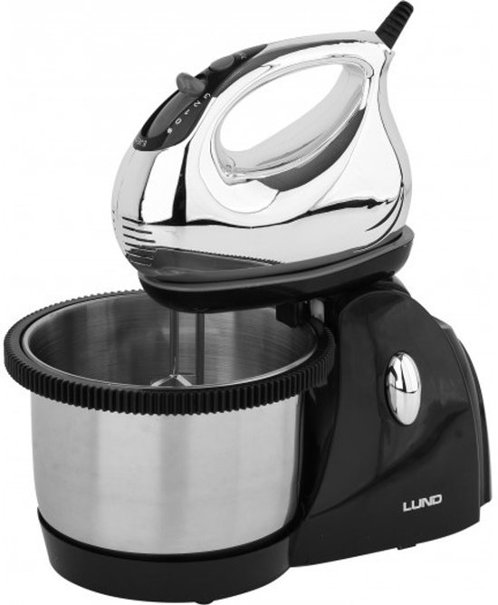 LUND Handmixer met RVS mengkom - 3 snelheidsniveaus - kom capaciteit: 3L - 250W van Merkloos
