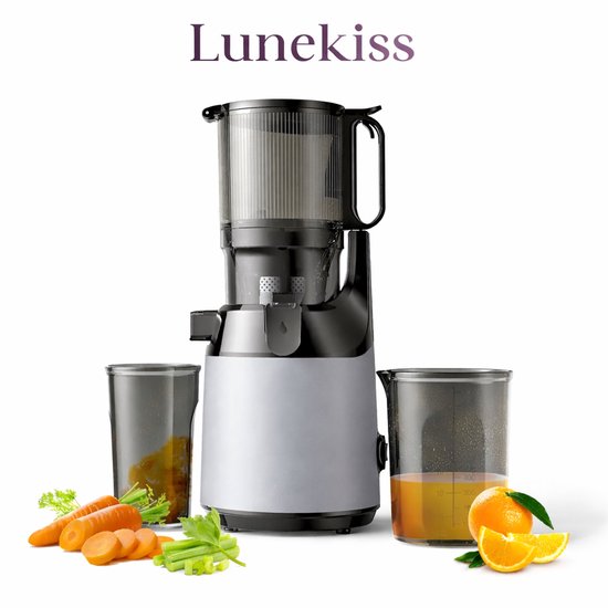 Lunekiss Blender Mixer Koudpers XL 130mm Goot – 250W – 40-65rpm – Reverse – Hele groenten & fruit – Anti-drip – BPA-vrij van Lunekiss