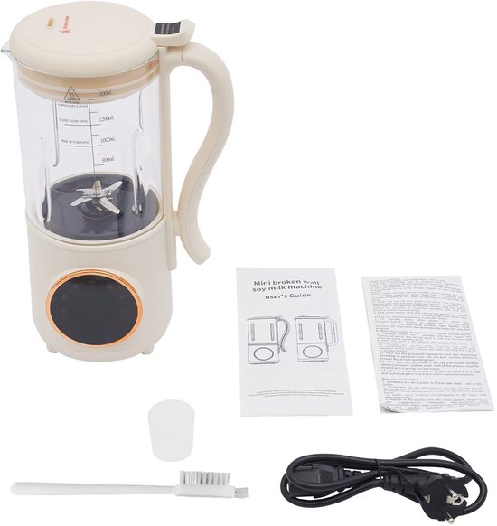 Lunekiss Sojamelk Maker 1,4L | 16 Messen | 600W+200W | Timer 12u | Warmhoud 6u | LED Touch | Sap&Smoothie | Babyvoeding van Merkloos