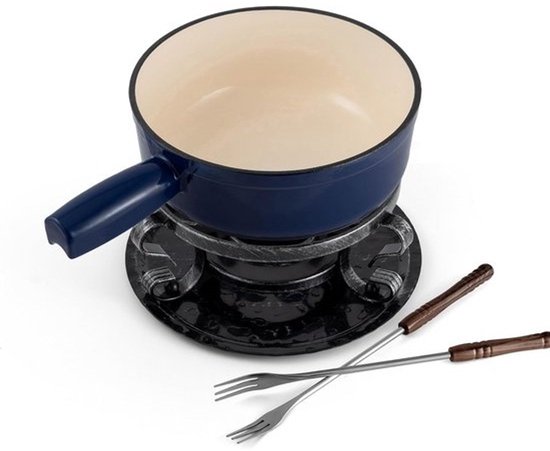 Luxe Gietijzeren Kaasfondue Set 9-Delig voor Alle Warmtebronnen