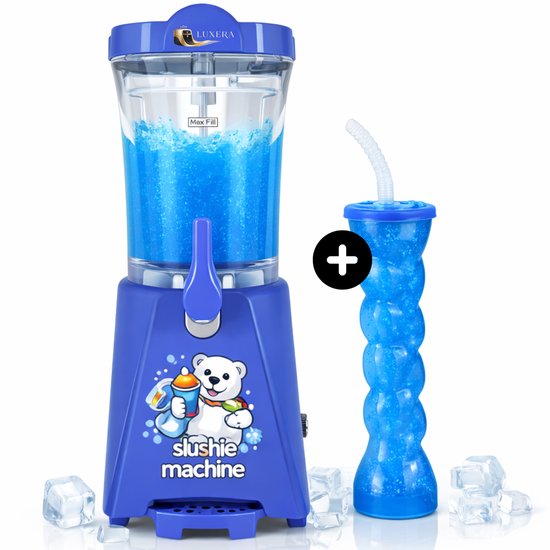 Luxéra® Luxe Slushie Machine Blauw – met 4 Slushie Bekers - Slush Machine - Slush Puppy Maker - Slushie Maker - Ijskoffie - Slush Puppy van Merkloos