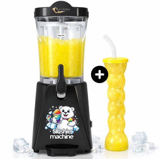 Luxéra® Luxe Slushie Machine Zwart – met 4 Slushie Bekers - Slush Machine - Slush Puppy Maker - Slushie Maker - Ijskoffie - Slush Puppy van Merkloos