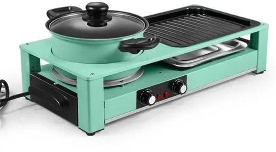 M-Goods - Elektrische BBQ Grill & Hotpot - 3-in-1 Gourmetstel - Tafelgrill - Hot Pot - Teppanyaki - 2200W