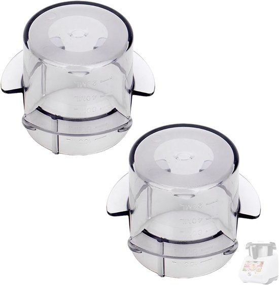 Maatbekerdeksels - Doseerbekers - Keukenmachine Accessoires - Set van 2 stuks - 90 ml - Transparant van Merkloos