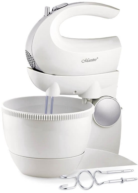 Maestro MR-556 - mixer met roterende kom - 5 snelheden, Turbofunctie - 600W - Wit van Maestro
