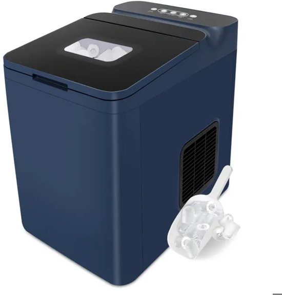 MAGICFOX Ijsmachine-1,5L-Hoogefficiënte ijsproductie-12 kg/24 uur-LED-Touchscreen en Ijsschep -Blauw van Merkloos