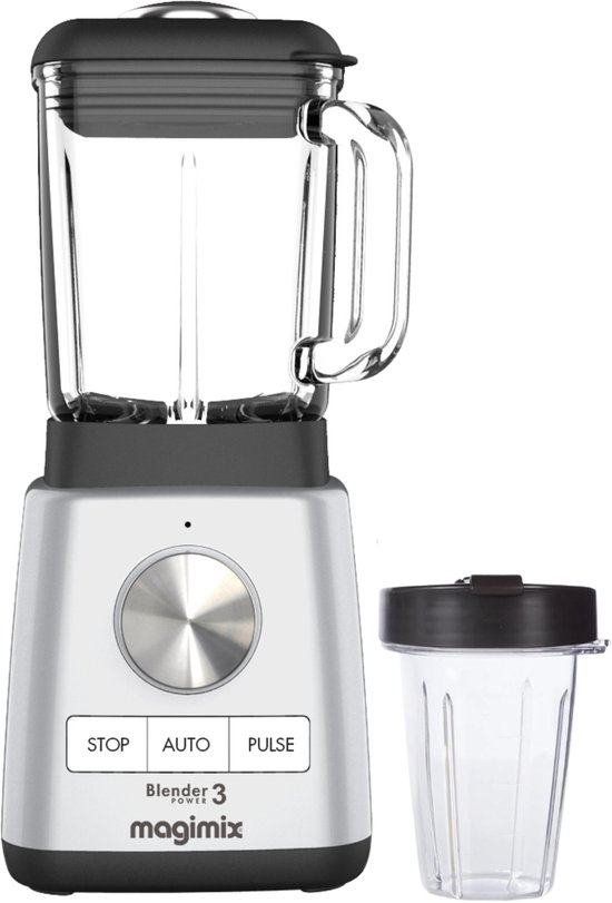 Magimix Blender Power 3 - Smoothie Maker - 1,2 Liter - Ice Crusher - Mat Chroom - + To go cups van Magimix