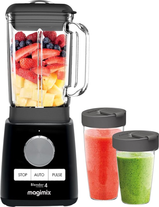 Magimix Power Blender - Smoothie Maker 1,8 Liter - Zwart - + 2 To go cups - Ice Crusher van Magimix