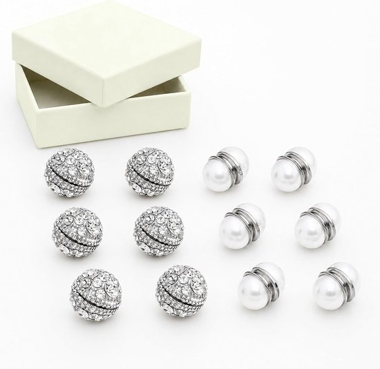 Magnetisch, onzichtbare bruidsaccessoires, 12-16 paar, met parel- en diamantrand voor buitenbruiloften