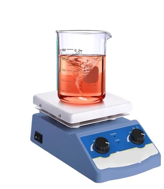 Magnetische Roerder - Laboratoriummixer Verwarmer - Vloeistoffen Mengen - Aluminium Verwarmingsplaat - 12x12cm Werkvlak - Wit