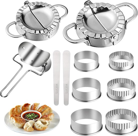 Maker Set – knoedelshaper, ravioli uitsteekvormpjes, pirogcesnijder, roestvrij stalen wikkelvorm – keukengadgets