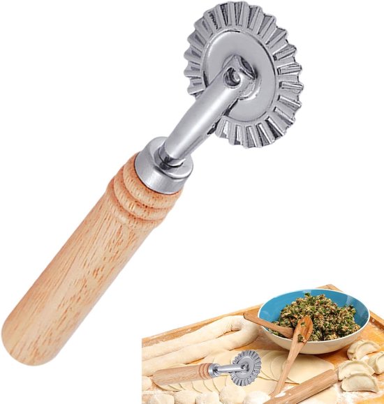Maker Stempel - Aluminium Ravioli Pers met Houten Handvat