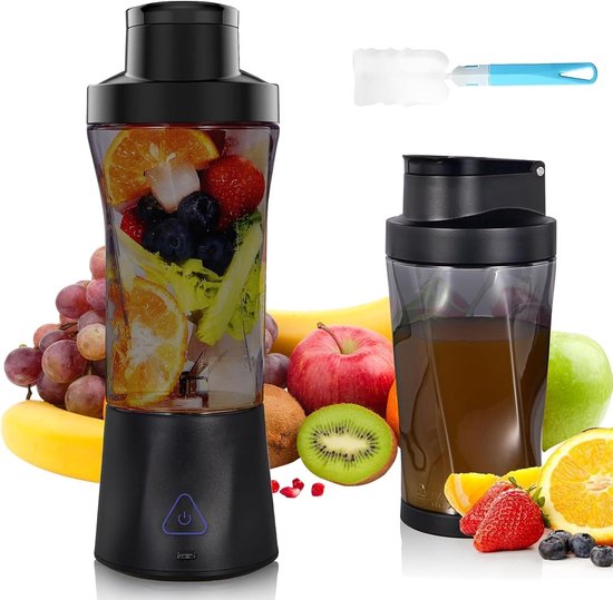 Maker to Go, 700 ml draagbare mixer, draagbare blender met 6 messen, mini-mixer voor shakes, kleine USB-standmixer voor de sportschool, kantoor, campin/g, reizen (zwart, 6000 mAh)