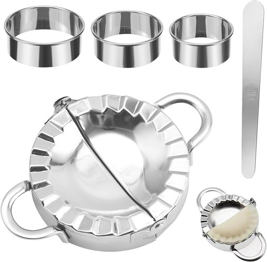 Makers, 3 stuks, roestvrij staal, ravioli-vorm, pelmeni-vorm met ravioli uitsteker en lepel, deegzakvorm voor het maken van dumpling en ravioli