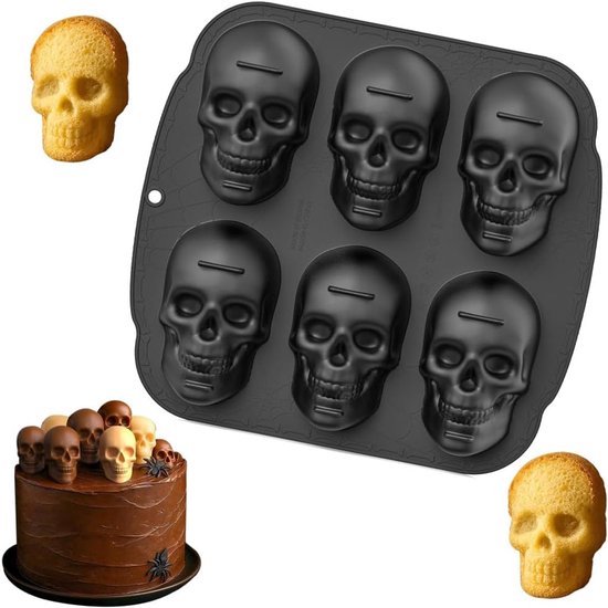 Mallen Halloween bakvorm skelet taartvorm siliconen taartbakvorm Halloween mousse zeep doodskop ijsblokjesvorm motief bakvormen 3D