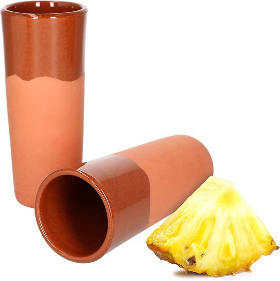 MamboCat Set van 2 bekers van 250 ml, middeleeuwse drinkbekers met de hand gemaakt, met beker, Vikingglas, klei, wijnbeker, deels geglazuurd, kleiservies, mediterrane stijl, glühwein beker zonder handvat van MAMBO
