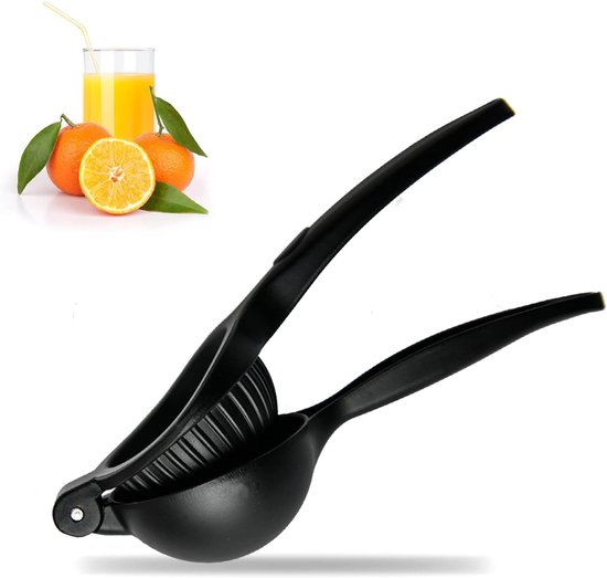 Manual Lemon Press - 8.5cm Diameter - Aluminium Legering - Antibier - Zware Juicer - Veilig en Duurzaam - Citrus Juicer - Handpers - Voor Keuken - Bar - Restaurant - Universele Maat - Zwart van Merkloos
