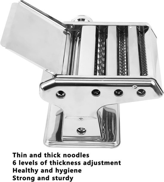 Manuele Pastamachine van roestvrij staal met 6 instelbare standen voor spaghetti, fettuccine en lasagne - Pastamachine 2mm/4.5mm/8mm van Merkloos