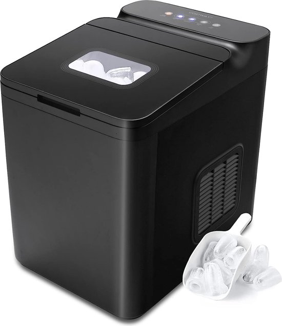 Mara IJsblokjesmachine - IJsmachine - IJsblokjesmaker - Inclusief Schep - Waterreservoir - Roestvrij staal - Zwart - 22,5 x 32 x 32,5 cm van Mara
