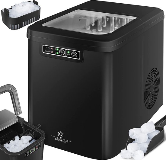 Mara Luxe IJsblokjesmachine - IJsmachine - IJsblokjesmaker - Inclusief Schep - Waterreservoir - Led-display - Zelfreinigende functie - Zwart van Mara Luxe