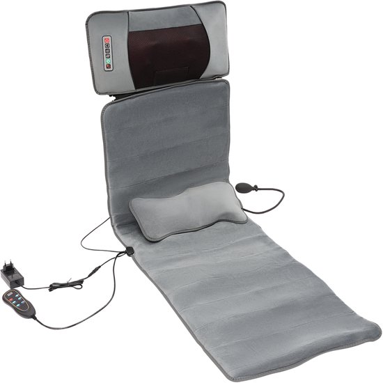 Massagemat Volledig Lichaam - Grijs - 24 W Vermogen - 126x50 cm Afmeting - Spons En Fluweel - Voor Bank En Fauteuil