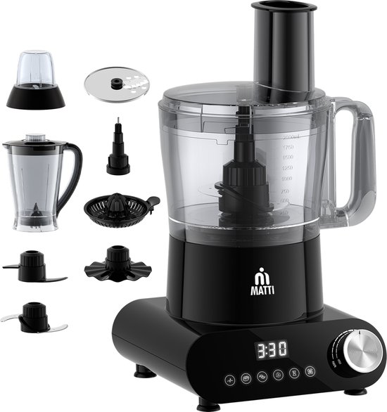 MATTI® 5-in-1 - Foodprocessor - Blender - Hakmolen - Citruspers - IJscrusher - Foodprocessors 1500W van MATTI®