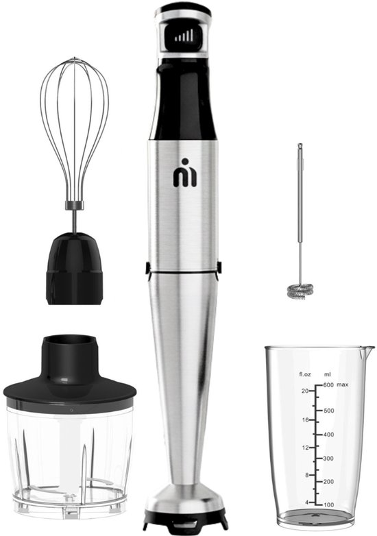 MATTI® 5-in-1 - Staafmixer - Hakmolen - Melkopschuimer - Blender - Elekrtische Staafmixer - Incl. Maatbeker van Merkloos