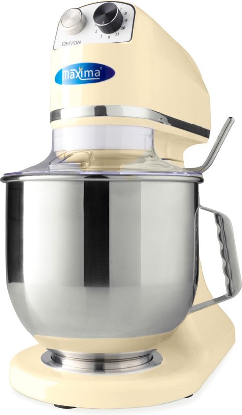Maxima Planeetmenger 7 L Tot 2 Kg Deeg Ivoor - RVS Mengkom - 11 Snelheden - Keukenmachine - Standmixer - Keukenrobot - 7 liter van Maxima