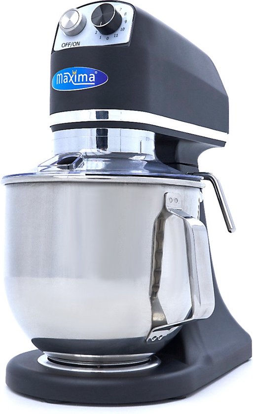 Maxima Planeetmenger 7 L Tot 2 Kg Deeg Mat Zwart - RVS Mengkom - 11 Snelheden - Keukenmachine - Standmixer - Keukenrobot - 7 liter - Matzwart van Maxima