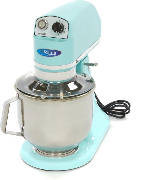 Maxima Planeetmenger 7 L Tot 2 Kg Deeg Pastel Blauw - RVS Mengkom - 11 Snelheden - Keukenmachine - Standmixer - Keukenrobot - 7 liter van Maxima