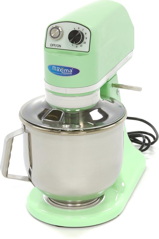 Maxima Planeetmenger 7 L Tot 2 Kg Deeg Pastel Groen - RVS Mengkom - 11 Snelheden - Keukenmachine - Standmixer - Keukenrobot - 7 liter van Maxima