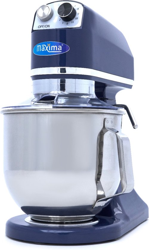 Maxima Planeetmenger 7 L Tot 2 Kg Deeg Staalblauw - RVS Mengkom - 11 Snelheden - Keukenmachine - Standmixer - Keukenrobot - 7 liter - Blauw van Maxima