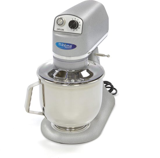 Maxima Planeetmenger 7 L Tot 2 Kg Deeg Zilver - RVS Mengkom - 11 Snelheden - Keukenmachine - Standmixer - Keukenrobot - 7 liter - Grijs van Maxima