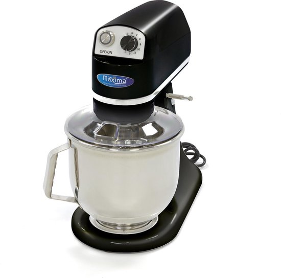 Maxima Planeetmenger 7 L Tot 2 Kg Deeg Zwart - RVS Mengkom - 11 Snelheden - Keukenmachine - Standmixer - Keukenrobot - 7 liter van Maxima