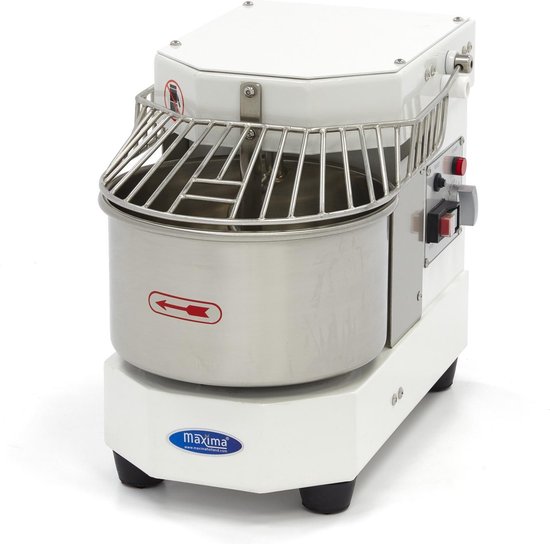 Maxima Spiraalkneder 8 L - 4,5 Kg Deeg - Wit - Deegkneder - Professioneel - Spiraalmixer met Veiligheidskooi - 8 liter - 4,5 kilo van Maxima