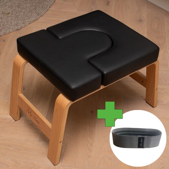 Me Time Yogastoel - Incl. Gratis Weerstandsband en Workout Poster - Zwart - Meditatie bankje - Hoofdstand bankje - Yoga kruk - Inversie stoel - Yoga trainer - Yoga stoel - Handstand Trainer - Meditatiestoel - Omgekeerde Stoel - Yogabank - Feet up van Me Time