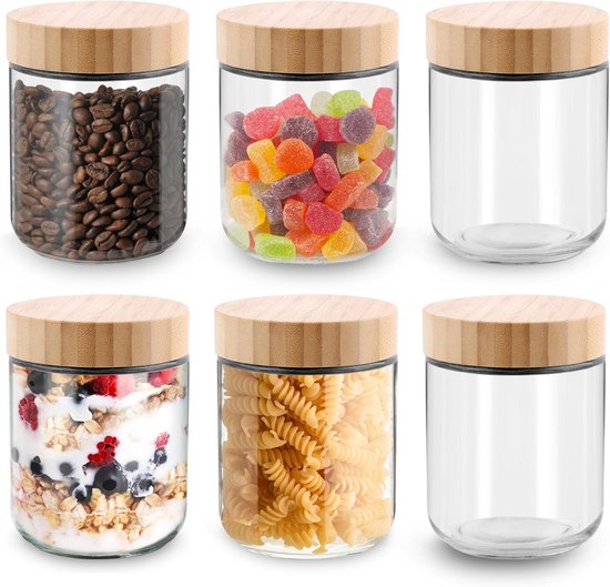Meal Prep Glazen Set van 6 - 500ml Glas Joghurt Glazen voor Snacks, Gewürze en Cerealien