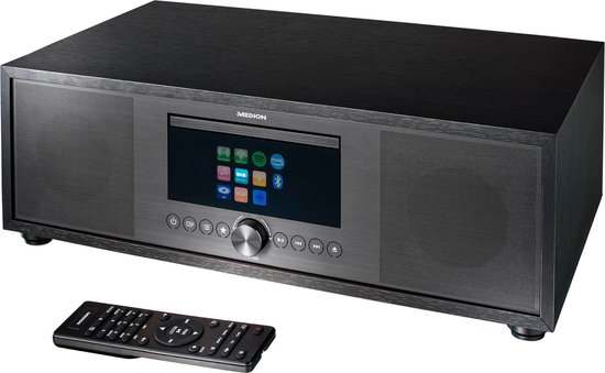 MEDION P66400 Stereo-installatie (internetradio, DAB+, CD/MP3-speler, Spotify Connect, Amazon Music, PLL FM-radio, USB, AUX, compact, subwoofer, wekker, sluimerfunctie) antraciet van MEDION