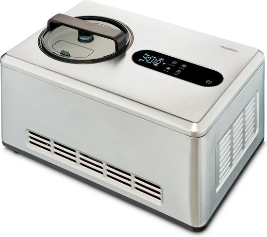 Medion Slimme ijsmachine MD 12170 - bediening via smartphone - capaciteit voor 2 liter ijs - HD LED-display - verwijderbare roestvrijstalen ijscontainer van Medion