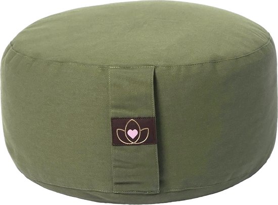 Meditatiekussen eco olijfgroen rond - Lotus | Yoga kussen van Lotus
