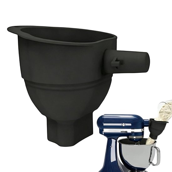 Meeltrechter Standmixer - Keukentrechter Bakmixer - Schoon Bakken - Anti-mors Rand - 14.2 x 11.5 x 13 cm - Zwart
