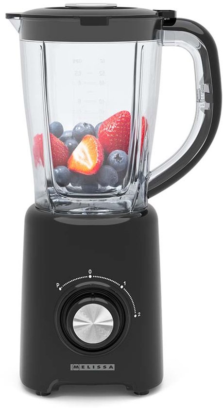 Melissa 16180134 - Staande blender - 800 W - 2 snelheden + puls - 4 roestvrijstalen messen - kunststof kan - zwart van Merkloos