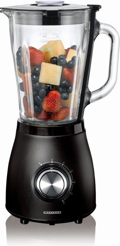 Melissa Blender - 500W en 1,5L kan - 5 snelheden - Smoothies soepen sauzen en meer - 16180133 - Mat Zwart van Melissa