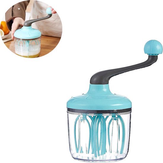 Melkschuimer - Handmatige melkschuimer - Eierklopper - Melkschuimer - Handmixer - Eierklopper - Slagroomschuimer - Slagroomgarde - Handmatige slagroomgarde - Keuken- en bakgebruik - Eierklopper - Blauw