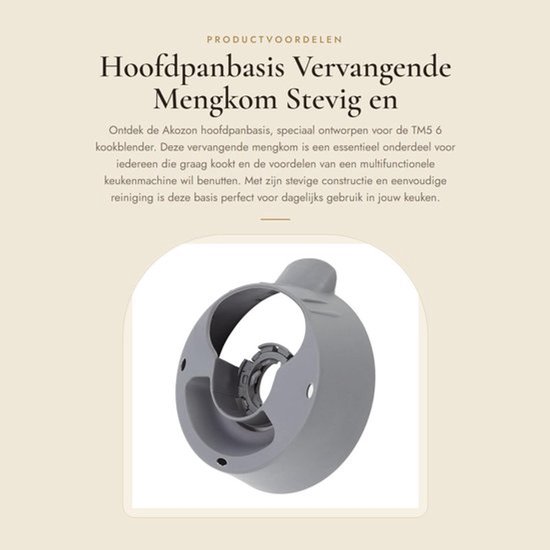 Mengkom Vervanging voor TM5 6 - Stevige Basis - Hoogwaardig PP - Gemakkelijk Te Reinigen - Geschikt voor Kookblender - Lange Levensduur - Keukenmachineonderdeel